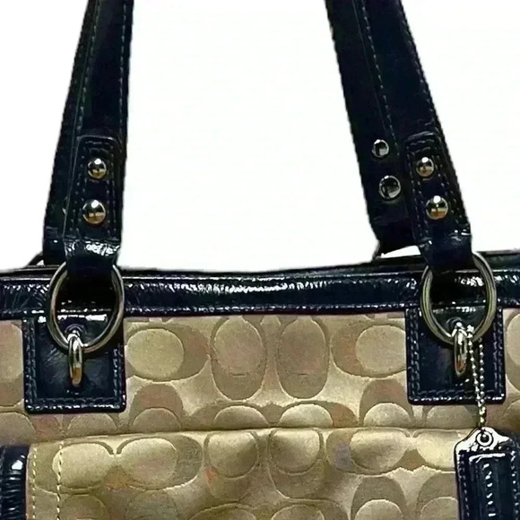 Coach Penelope Khaki with Blue Hand Bag. Pre-Loved. - Picture 3 of 8